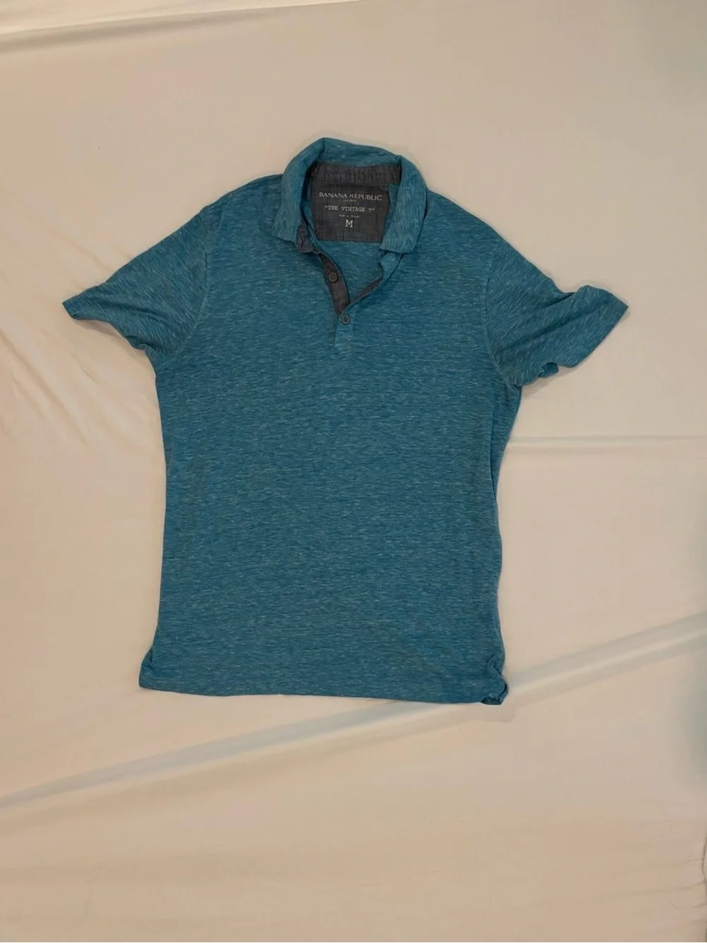 Banana Republic Men's Heather Teal Polo - Blue